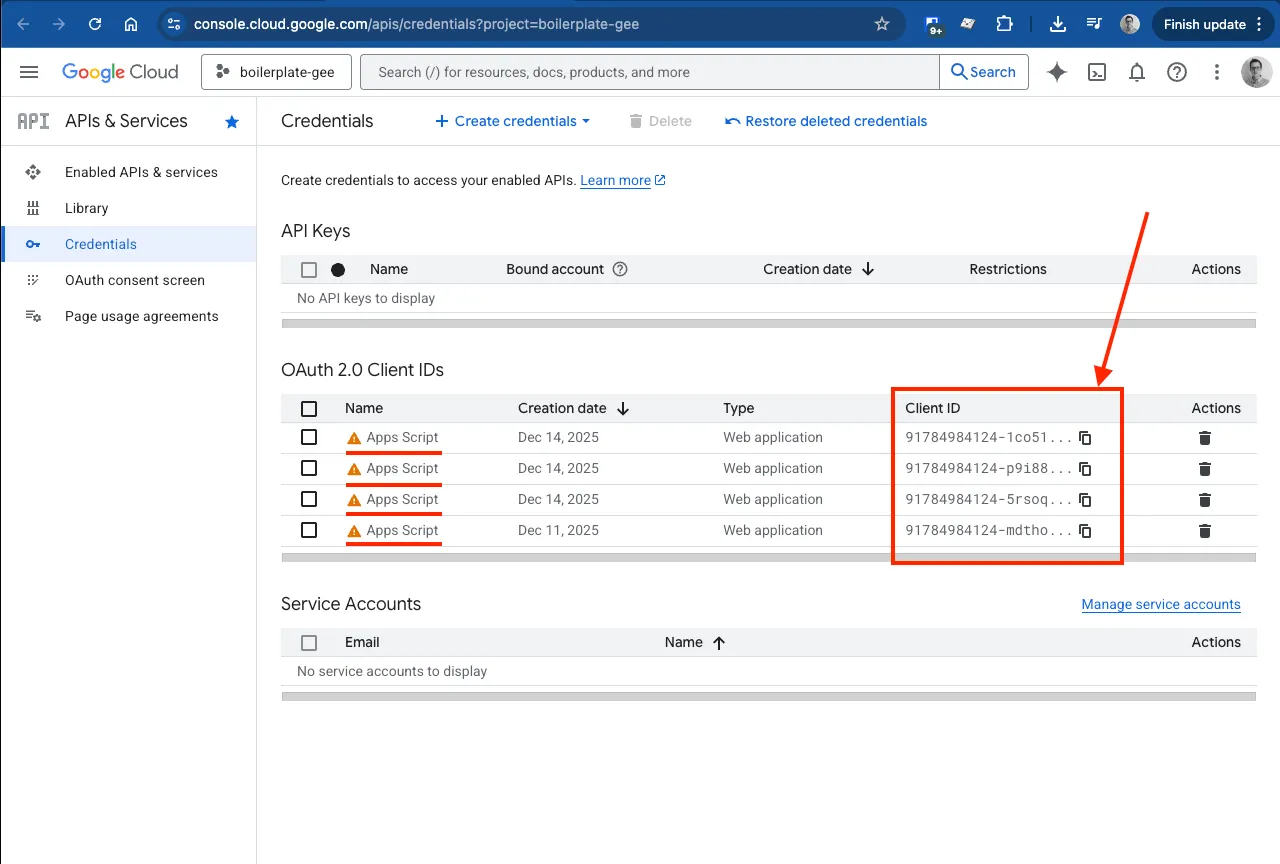 GCP OAuth Client IDs