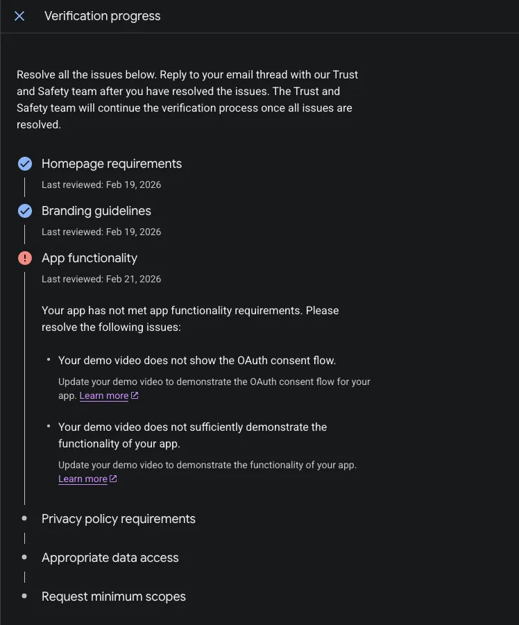 Google Verification Center